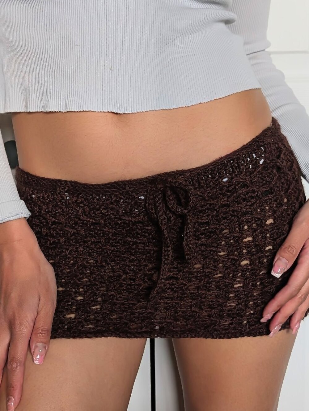 Handmade Crochet Mini Skirt / Tube Top with Drawstring